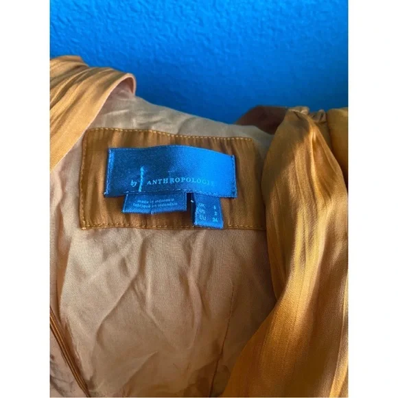 NWOT By Anthropologie Vibrant Orange V-Neck Mini Dress - Picture 6 of 6